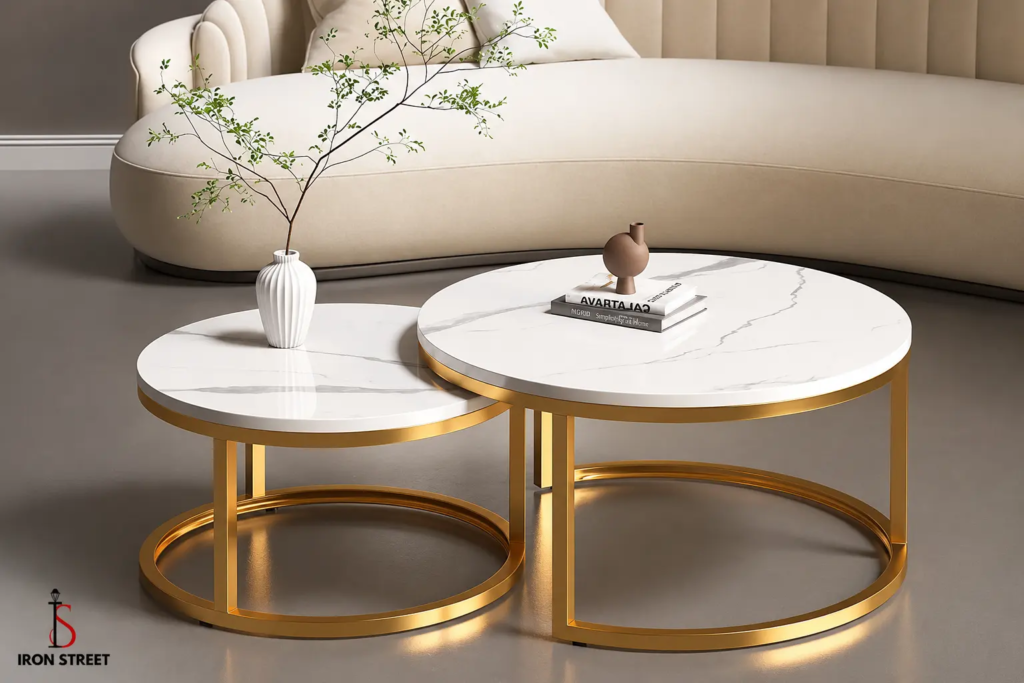 Contemporary round nesting coffee table design for modern living rooms