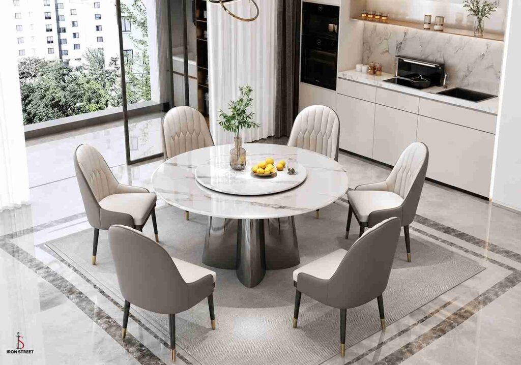 Elegant marble dining table design for modern homes with contemporary interior decor