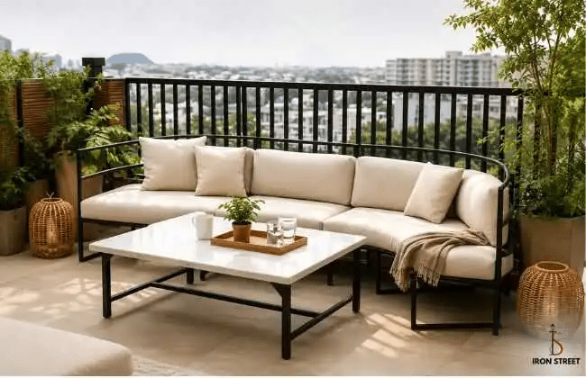 Modern curved sofa design for contemporary living room interior