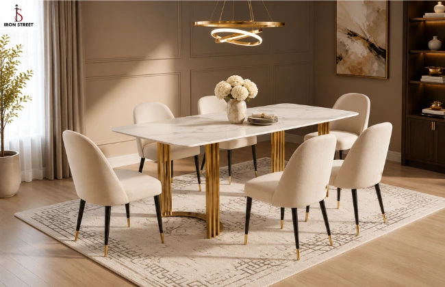 White marble 6 seater table