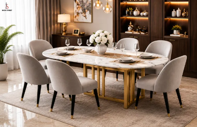 Aurora oval marble dining table