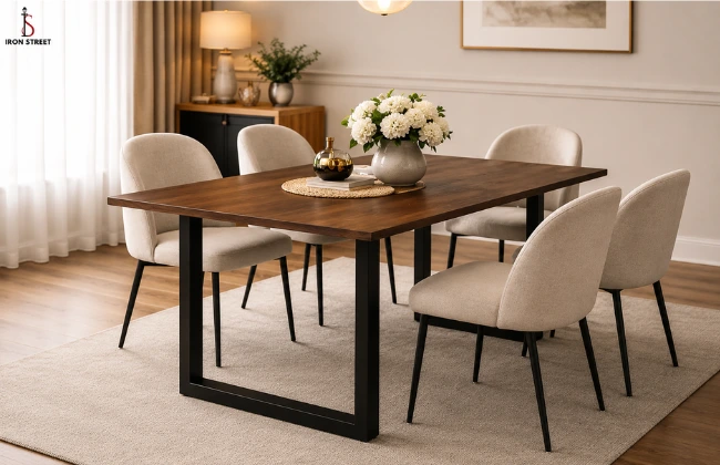 Rustic wooden dining table