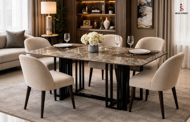 Grey marble dining table