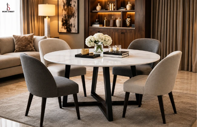 Ivory curve marble table