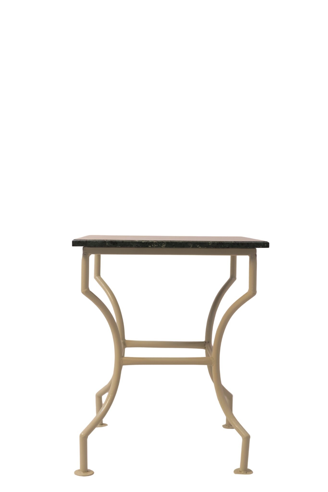 Ivory Arc Iron Frame Dining Table with Green Marble Top