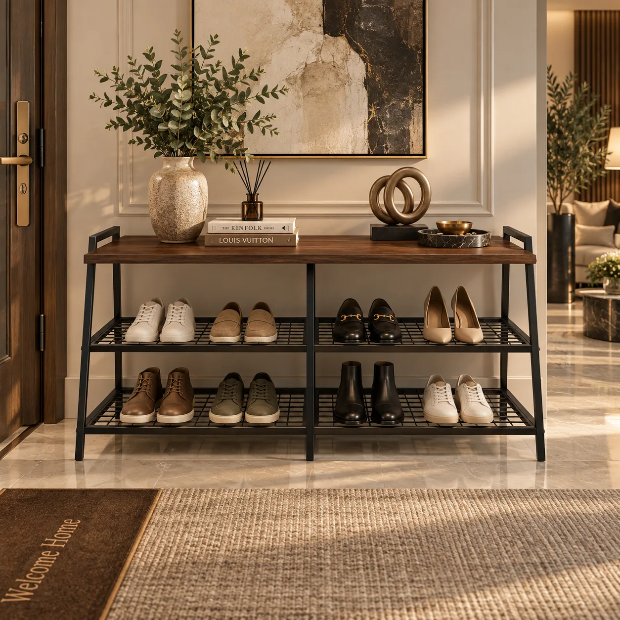 2 tier metal shoe rack