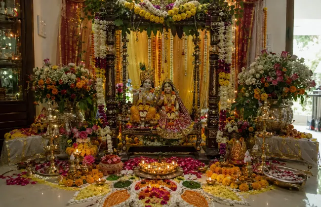 Grand Krishna Jhanki decoration 
