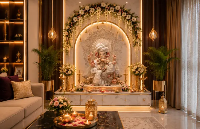 Living Room Ganpati Decoration