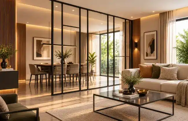 Slim Metal Frame Partition for a Modern Look