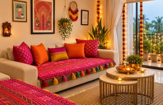 Living Room Diwali Decoration