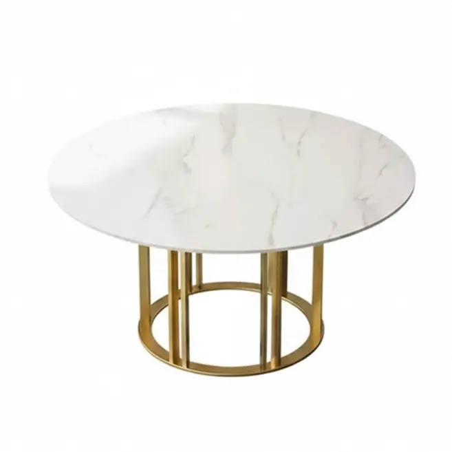 Metal dining table, round dining table