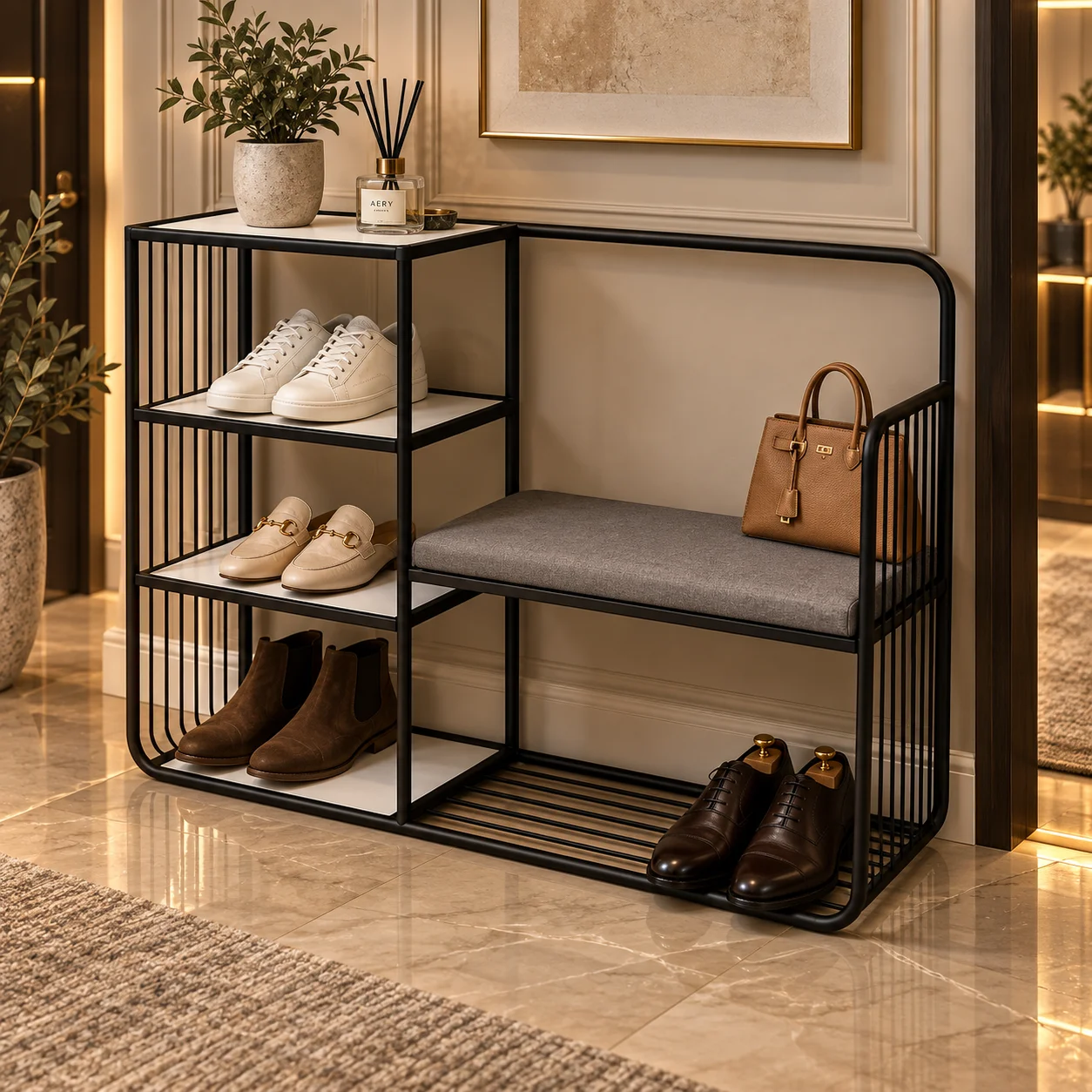 3 tier metal shoe rack