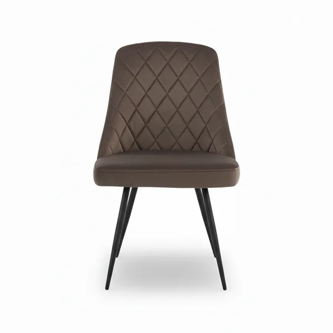 Mid-century modern quilted dining chair, metal chair