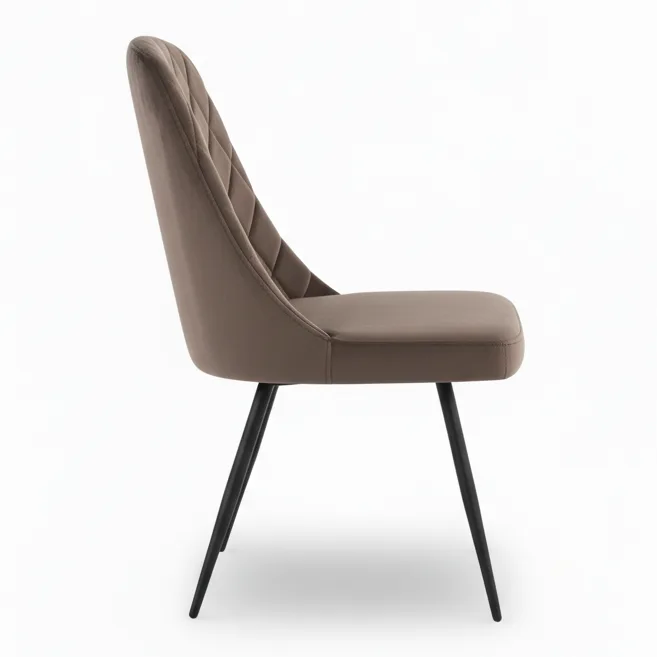Mid-century modern quilted dining chair, metal chair