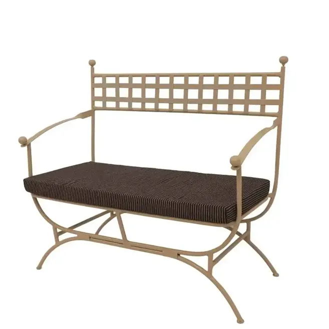Wrought Iron Bench with Cushion, metal bench