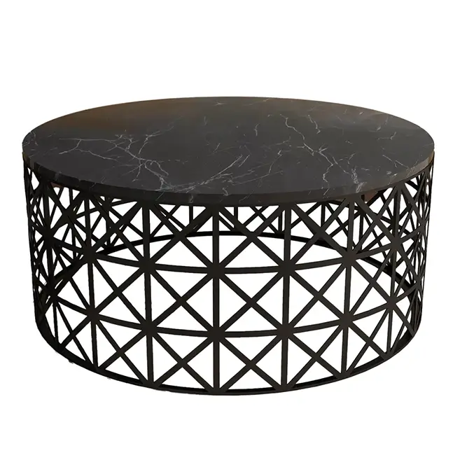 Metal base table with marble finish