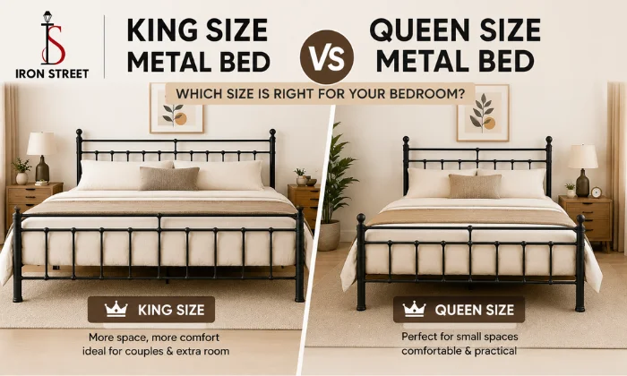 King vs queen size metal bed