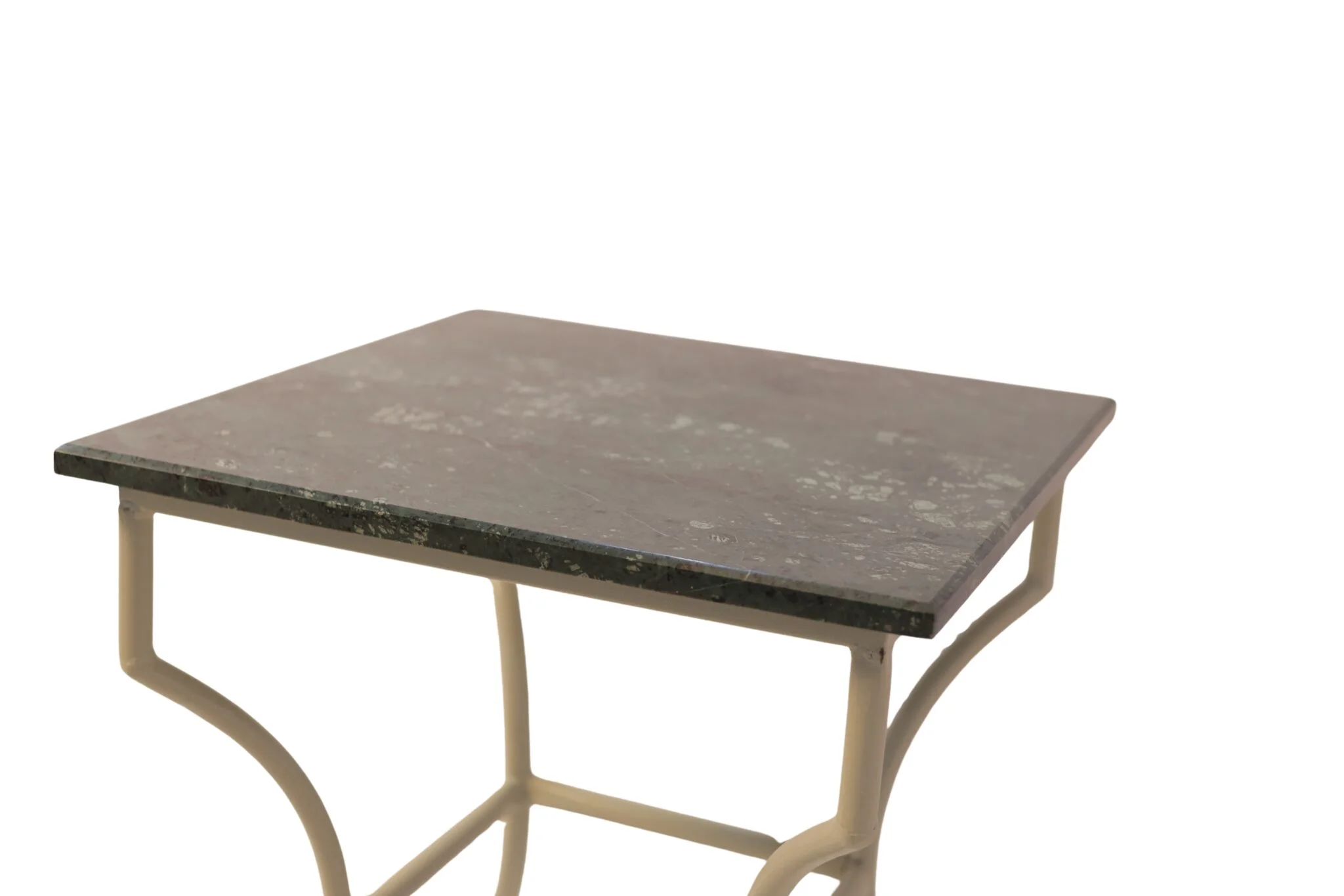 Ivory Arc Iron Frame Dining Table with Green Marble Top