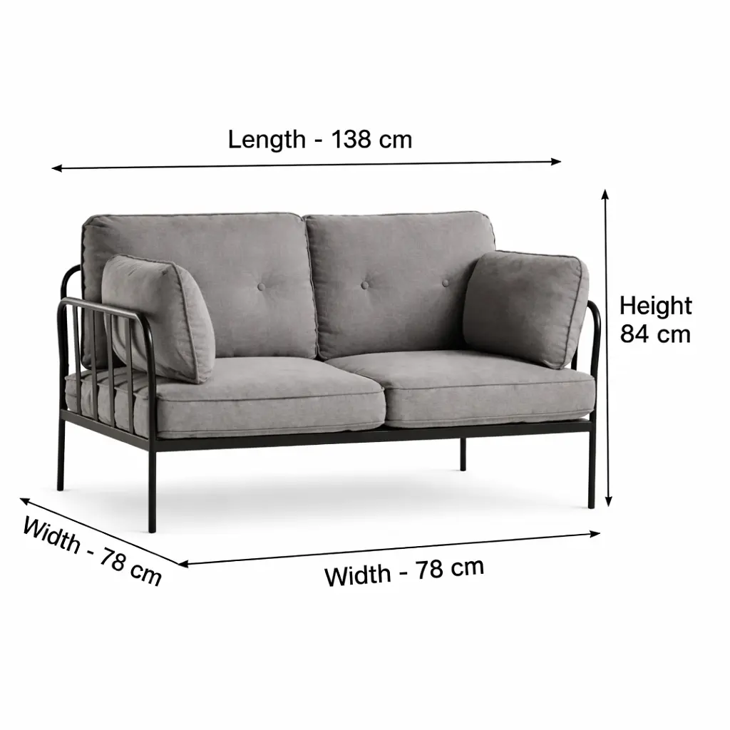 Elegant 2 seater sofa dimensions