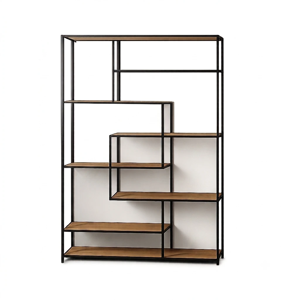 LoftCraft Geometric Metal Display Rack with Multi-Level Open Storage