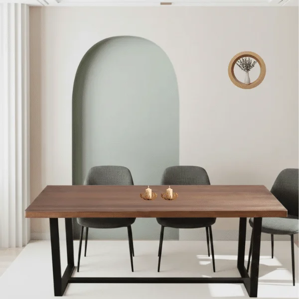 metal base with wooden top dining table