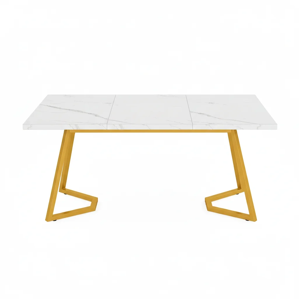White Composite Marble Top 6-Seater Dining Table